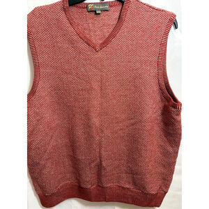Tonino Lamborghini Red Herringbone Sweater Vest Mens XXL Italian Wool Blend